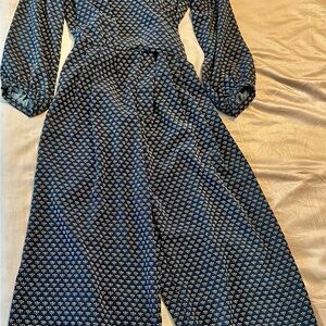 GAP Blue Wrap-Style Jumpsuit with Balloon Sleeves